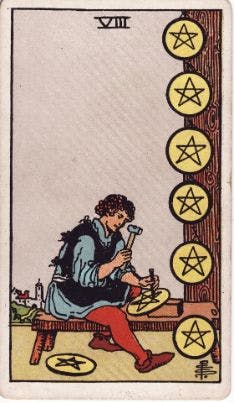 Tarot Card: Eight of Pentacles