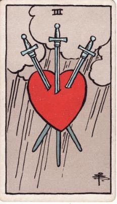 Three of Swords Tarot Card