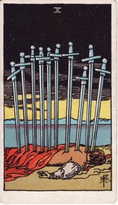 Ten of Swords Tarot Card