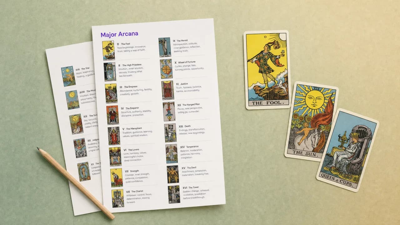 Tarot Card Meanings PDF: Free Printable Cheat Sheet