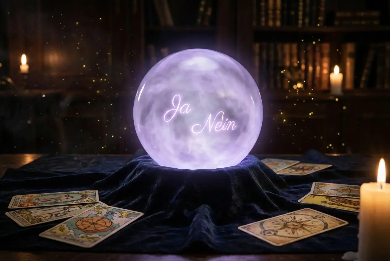 Ja Nein Orakel - Kristallkugel mit Tarotkarten